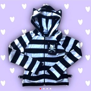 Desperately seeking Bye Bye Kitty black and white striped hoodie with cat ears!
